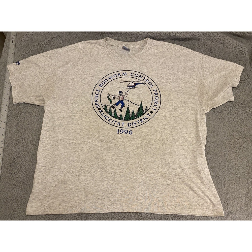 Single‎ Stitch Shirt Grey 1996 Budworm Control Heli Shirt Men's Xxl Usa Vintage